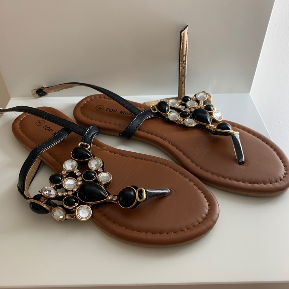 Top Moda - Black Jeweled sandals